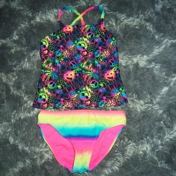 WONDER NATION~2 PC SWIMSUIT TOP/BOTTOM BIKINI RAINBOW TIE DYE~GIRLS SIZE M 7-8 - Picture 3 of 4